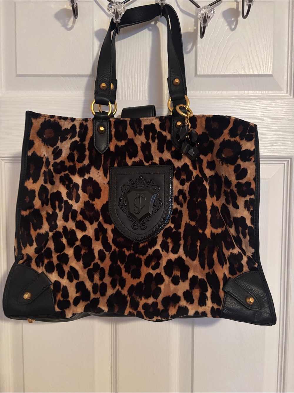 Juicy Couture Leopard Print Tote Bag with Black Trim